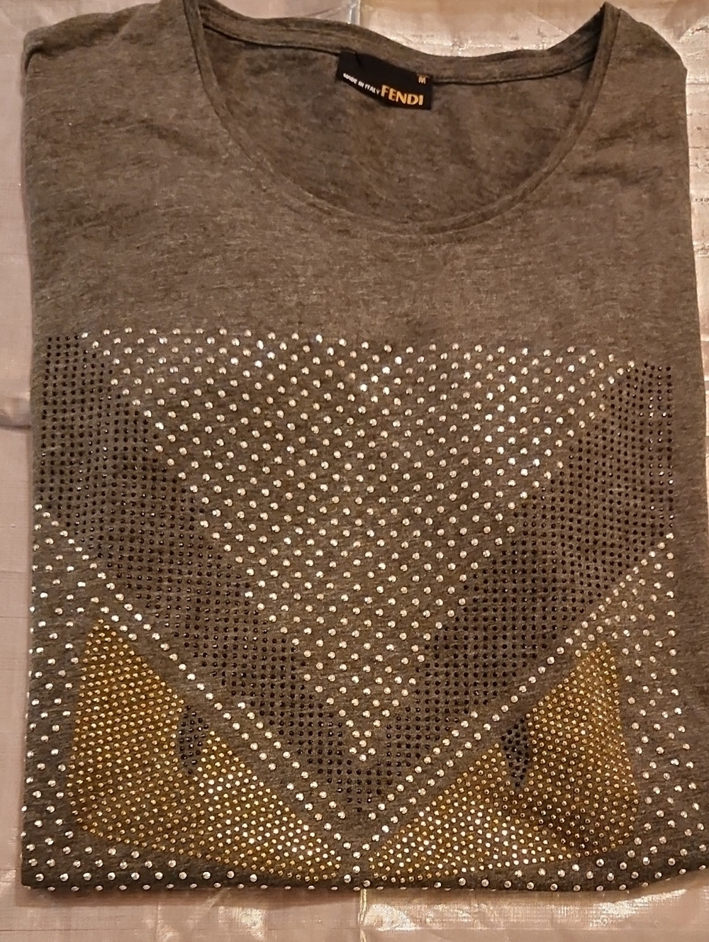 Fendi Grey Tee with Studded Graphic Eye